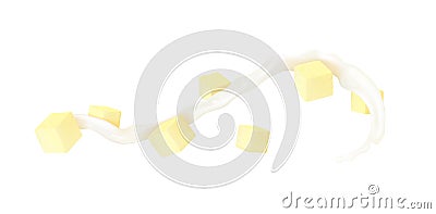 Butter with milk splash on white background Vector Illustration